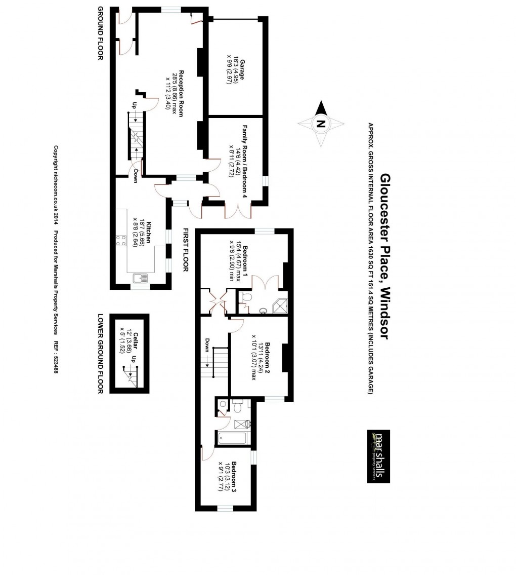 Floorplan for Gloucester Place, Windsor, 